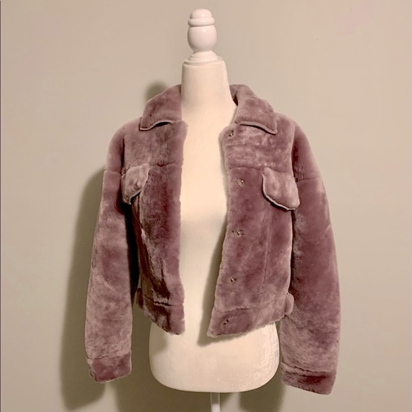 Purple rabbit hair and wool hair Teddy jacket. - Picture 4 of 7